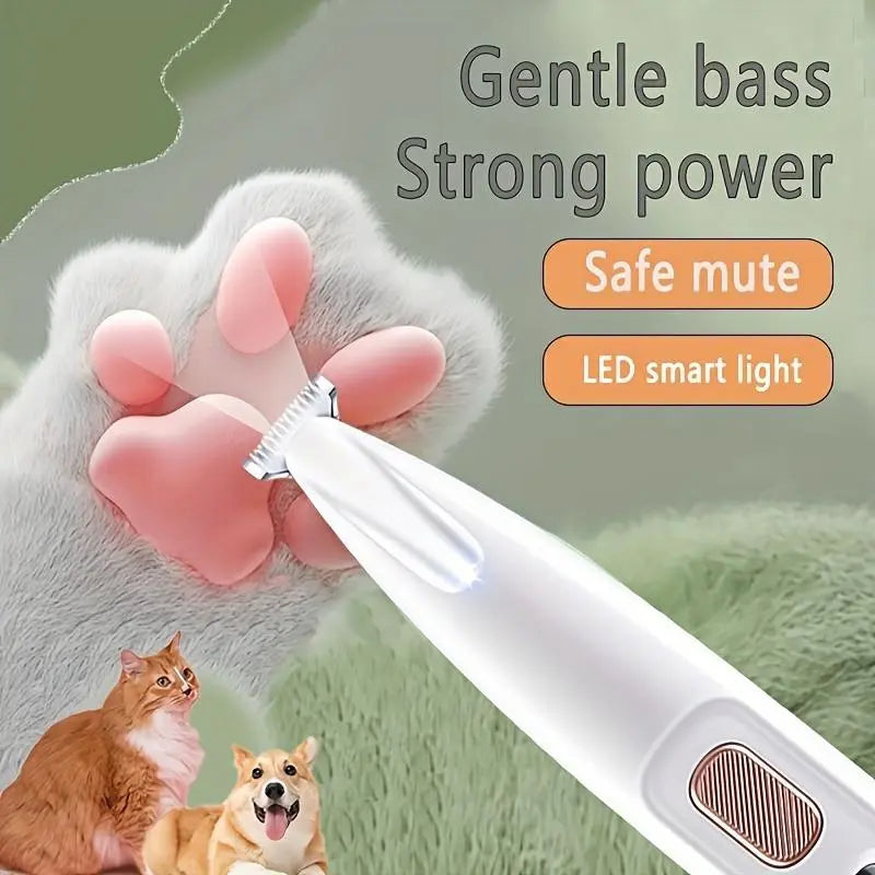 Rechargeable Pet Hair Trimmer Kit - Cordless and Quiet Grooming Clippers for Dogs and Cats with LED Light, Waterproof Design, and Low Noise Operation