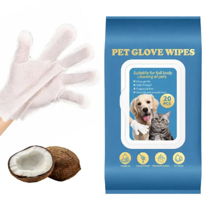 20-Count Pet Wipes Gloves – Rinse-Free, Convenient Hygiene Solution for Dogs and Cats, Safe and Gentle Formula