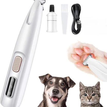 Rechargeable Pet Hair Trimmer Kit - Cordless and Quiet Grooming Clippers for Dogs and Cats with LED Light, Waterproof Design, and Low Noise Operation
