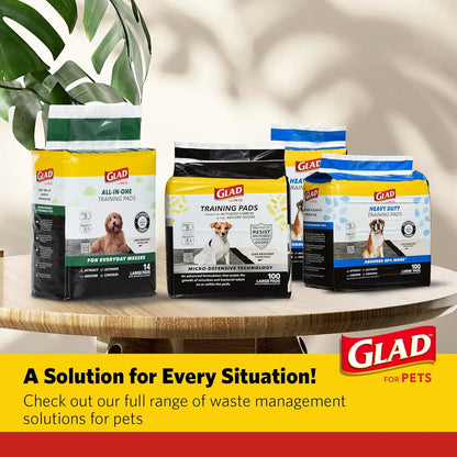 Glad for Pets Charcoal All-In-One Puppy Training Pads - Instant Urine Absorption and Neutralization - 14 Count