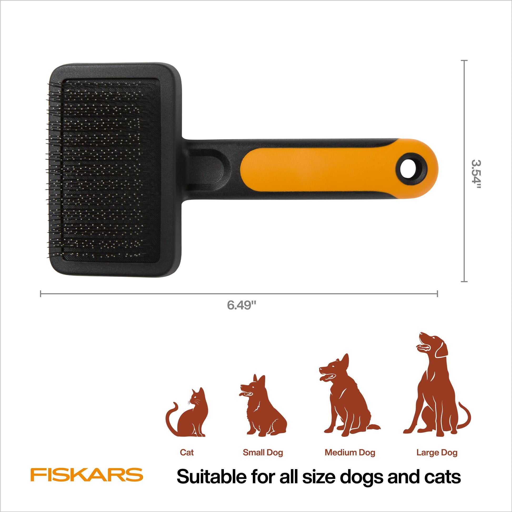 Fiskars Pet Slicker Brush for Gentle Deshedding and Softening - Durable Stainless Steel with Comfortable Softgrip Handle, 6.5 Inches