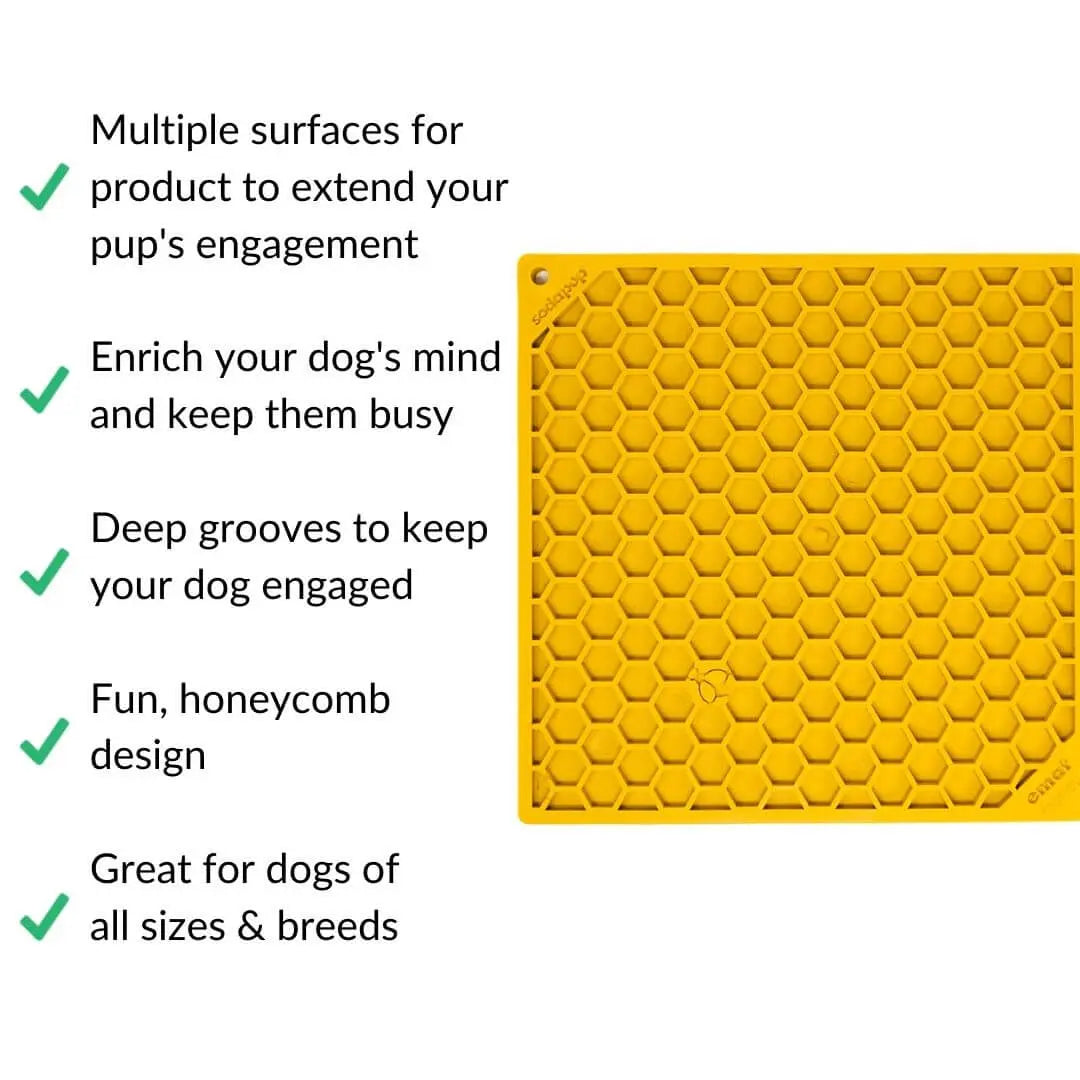 Honeycomb Non-Slip Lick Mat for Dog Enrichment and Bath Time Activities, Decorative Placemat Coasters