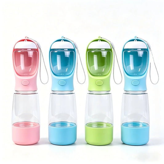 3-in-1 Portable Pet Water Bottle with Leak-Proof Storage and Integrated Poop Bag Dispenser - Perfect for Travel, Hiking, and Outdoor Walks. Easy to Disassemble and Clean, Designed for Practical Daily Use and Dry Food Feeding.