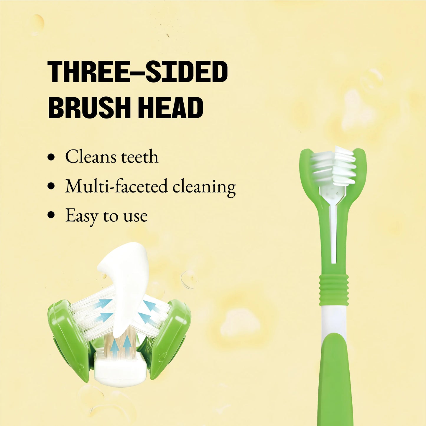 Pet Dental Care Kit - Includes 3-Headed Toothbrush, Finger Brush, and Natural Vanilla Flavor Toothpaste in a Convenient Storage Box for Cats and Dogs