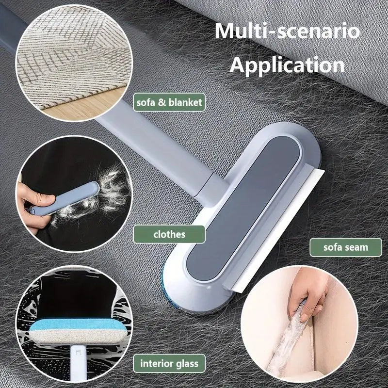 Reusable Pet Hair Removal Brush – Versatile Lint Cleaner for Dogs and Cats, Extended Handle, Washable Grooming Tool for Furniture, Clothing, Bedding, Sofas, Carpets, and Window Screens