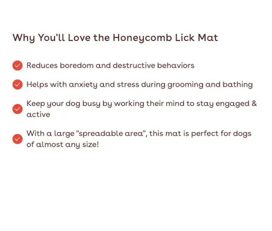Honeycomb Non-Slip Lick Mat for Dog Enrichment and Bath Time Activities, Decorative Placemat Coasters