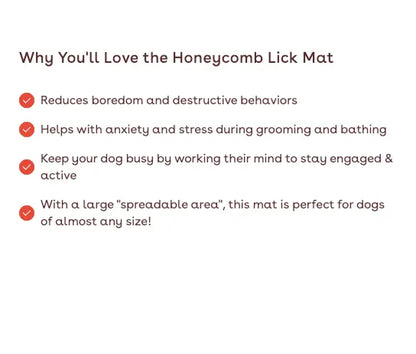 Honeycomb Non-Slip Lick Mat for Dog Enrichment and Bath Time Activities, Decorative Placemat Coasters