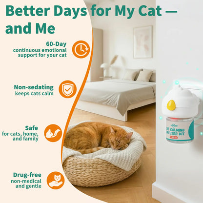 PAWITH 60-Day Cat Calming Diffuser with Pheromones for Stress Relief, Urine Marking, Aggression, and Excessive Vocalization - Includes 60-Day Refill