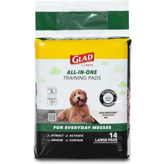 Glad for Pets Charcoal All-In-One Puppy Training Pads - Instant Urine Absorption and Neutralization - 14 Count