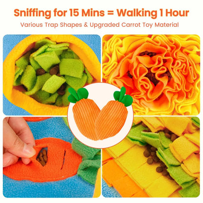 Interactive Snuffle Mat for Large Dogs (32'' x 20'') with Dog Leash - Nosework and Foraging Solution for Cats and Rabbits, Promotes Slow Feeding and Stress Relief