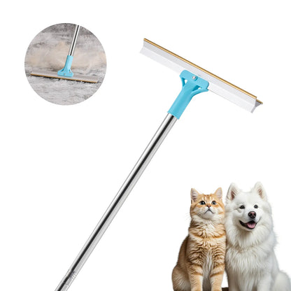 Vevor Adjustable Pet Hair Carpet Rake Brush with Copper Bristles - 3-Section Long Handle (35.83-55.51 in) for Effective Fur Removal from Carpets, Rugs, and Couches