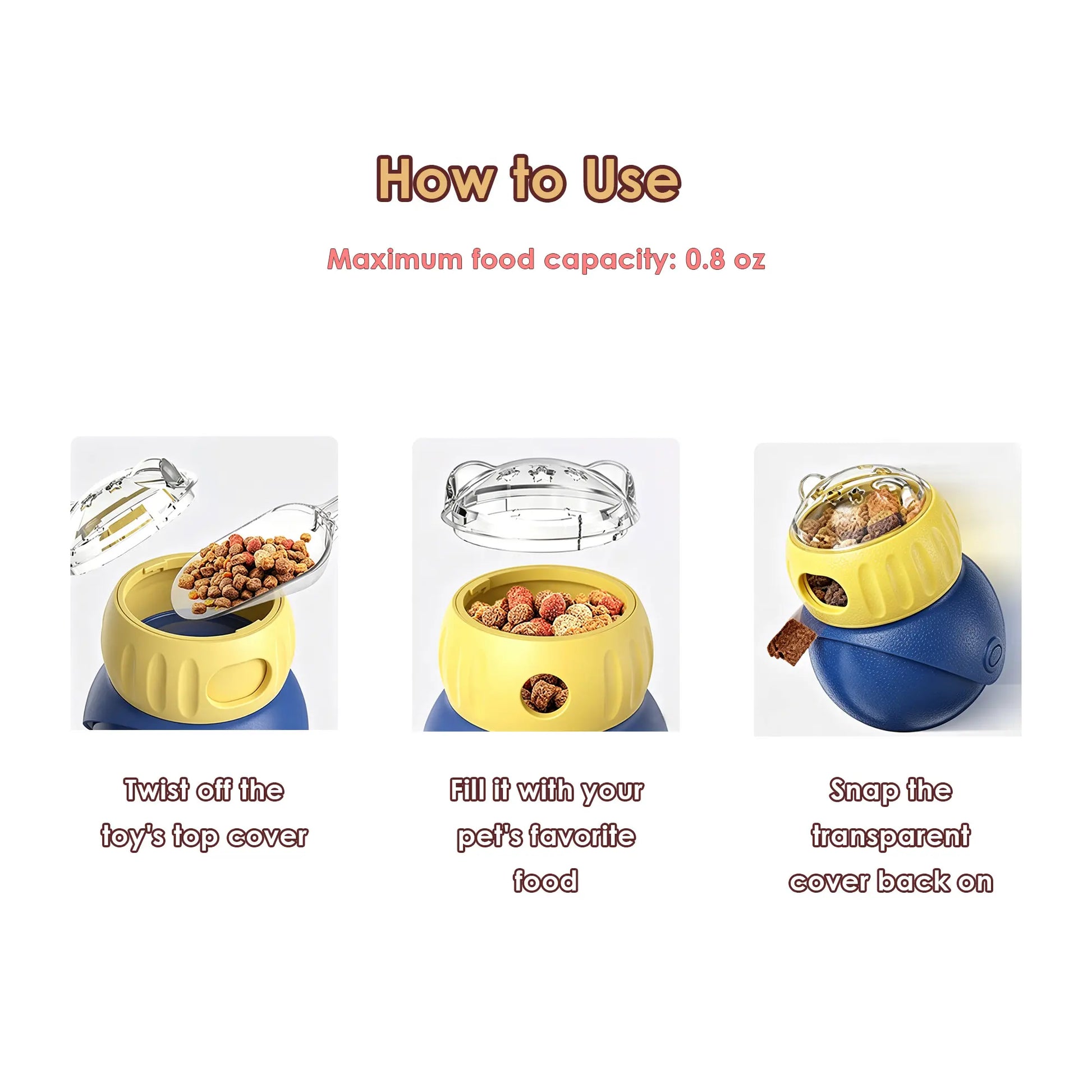 Cat and Small Dog Puzzle Food Dispensing Ball - Interactive Slow Feeder Toy for Boredom Relief and Enrichment