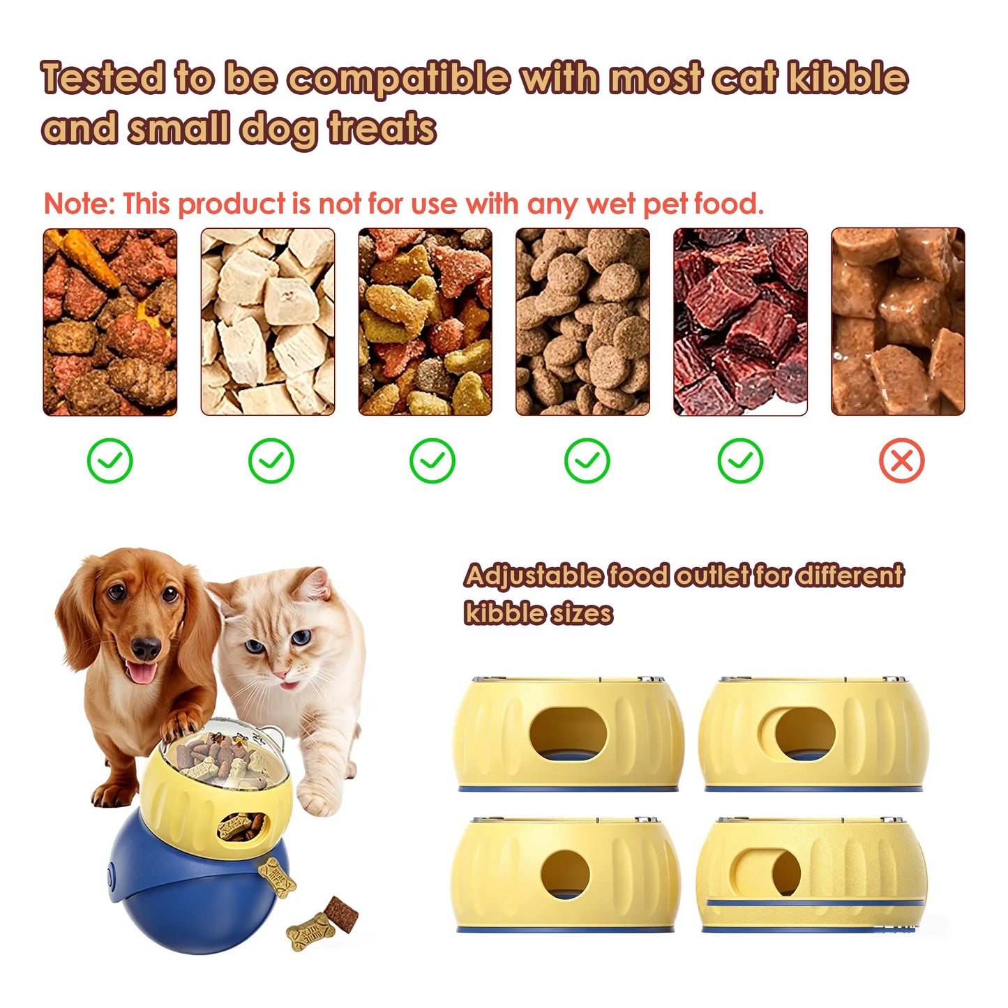 Cat and Small Dog Puzzle Food Dispensing Ball - Interactive Slow Feeder Toy for Boredom Relief and Enrichment