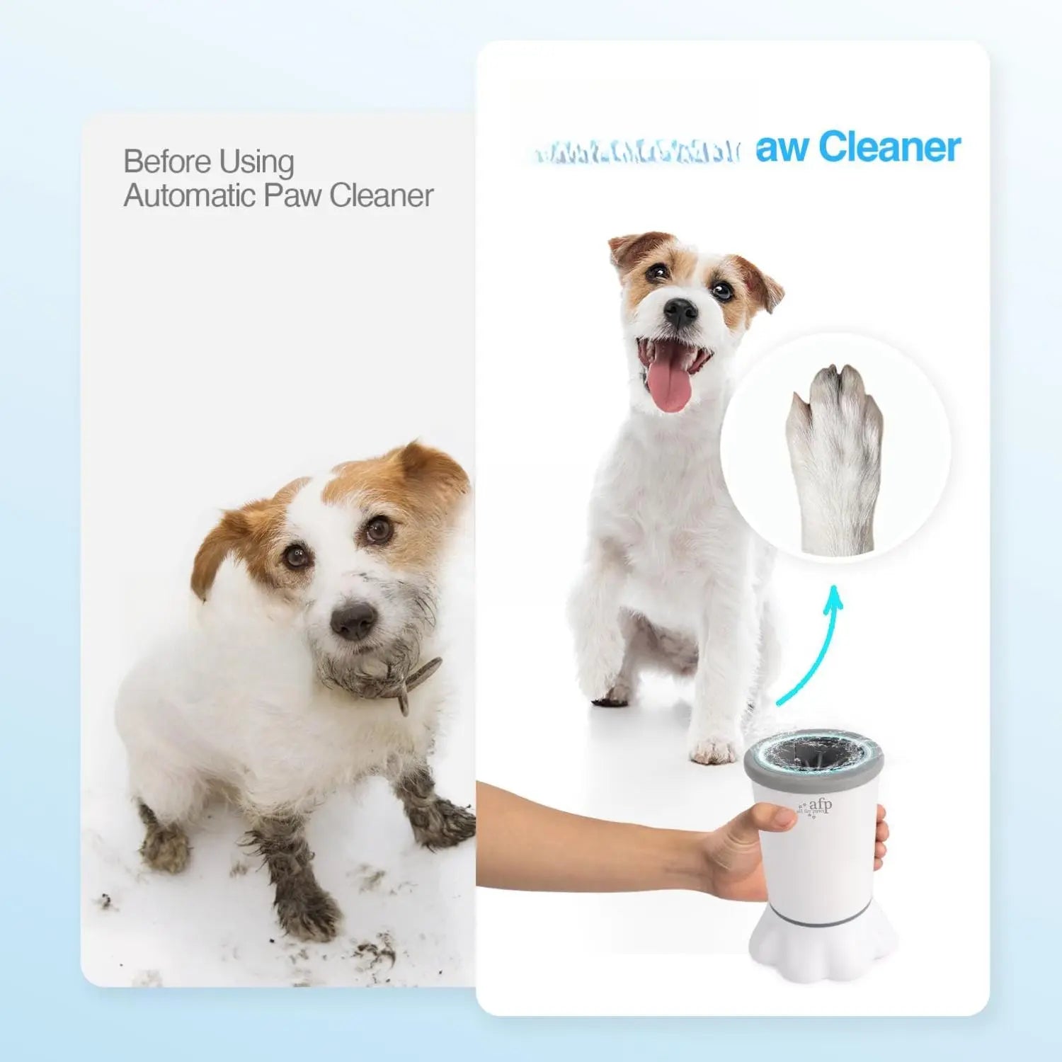 ALL for PAWS Automatic Dog Paw Cleaner - Electric Portable Paw Washer with Silicone Brush, Two Speed Settings, and Suction Cup Base