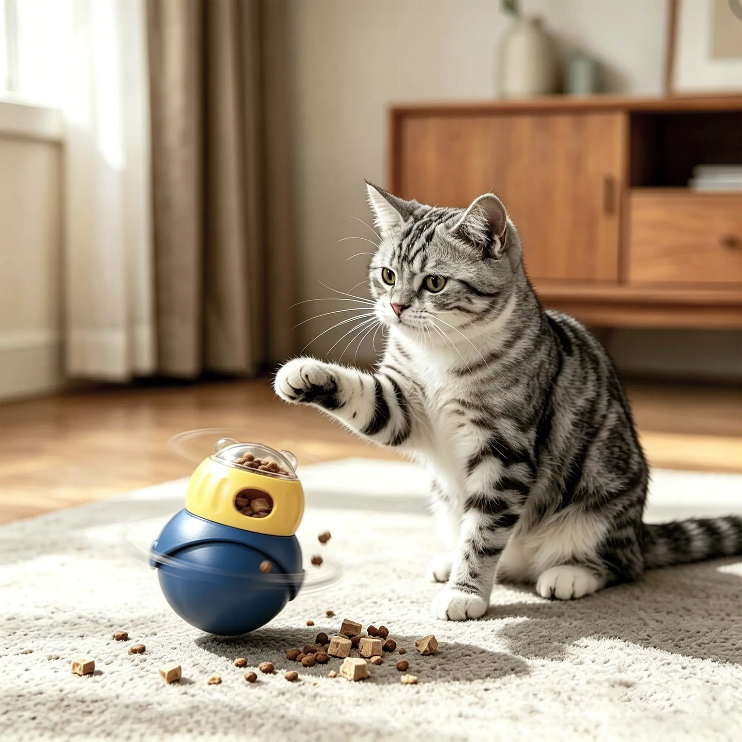Cat and Small Dog Puzzle Food Dispensing Ball - Interactive Slow Feeder Toy for Boredom Relief and Enrichment
