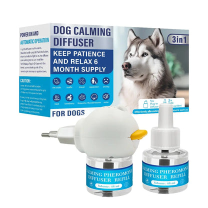 Dog Calming Diffuser Refill Kit - 2-Pack (60-Day Supply) - 3-in-1 Pheromone Refills for Stress Relief, Separation Anxiety, Urination Issues, Excessive Barking, and Destructive Behavior Management.