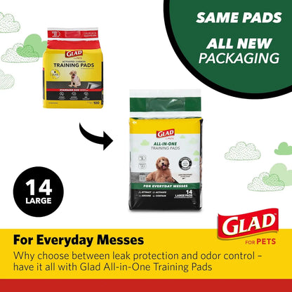 Glad for Pets Charcoal All-In-One Puppy Training Pads - Instant Urine Absorption and Neutralization - 14 Count