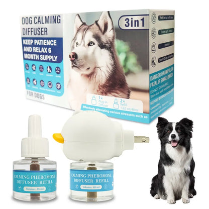 Dog Calming Diffuser Refill Kit - 2-Pack (60-Day Supply) - 3-in-1 Pheromone Refills for Stress Relief, Separation Anxiety, Urination Issues, Excessive Barking, and Destructive Behavior Management.