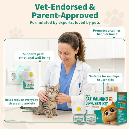 PAWITH 60-Day Cat Calming Diffuser with Pheromones for Stress Relief, Urine Marking, Aggression, and Excessive Vocalization - Includes 60-Day Refill