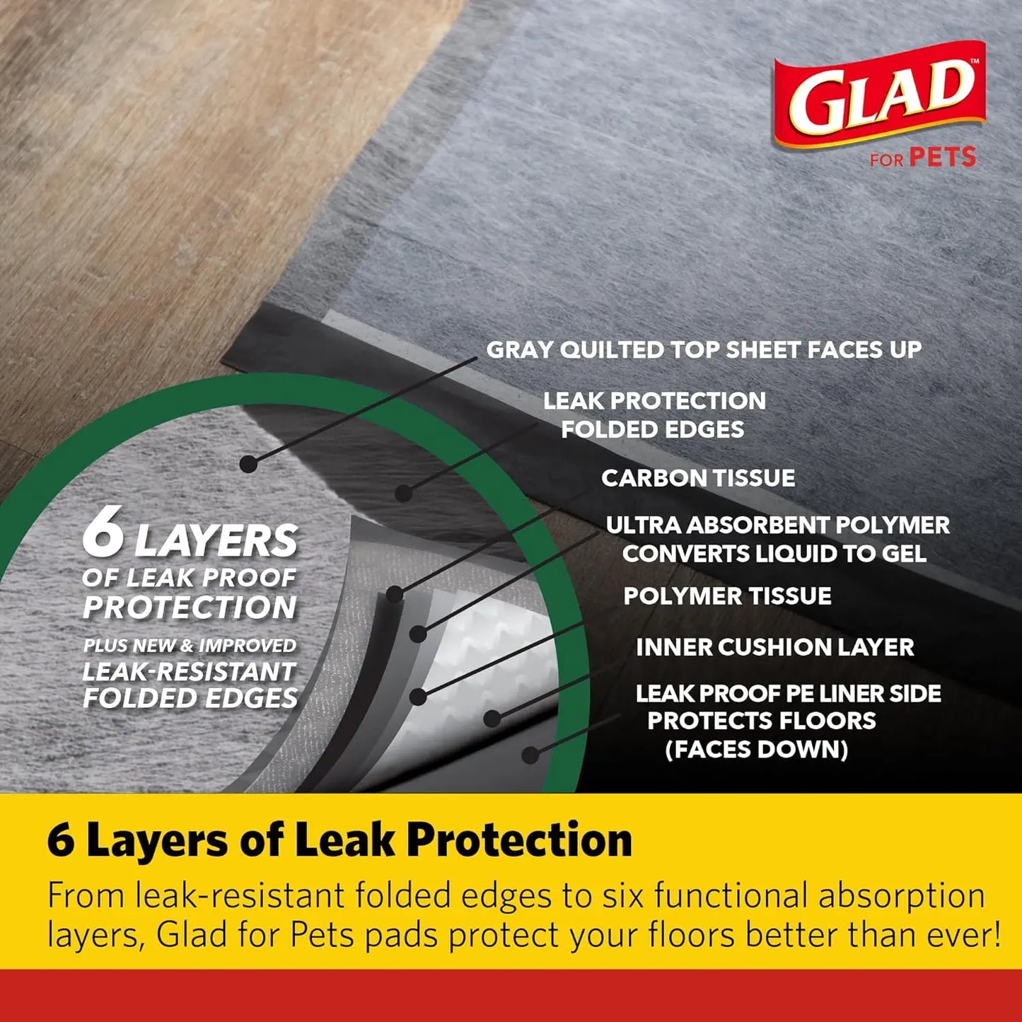 Glad for Pets Charcoal All-In-One Puppy Training Pads - Instant Urine Absorption and Neutralization - 14 Count